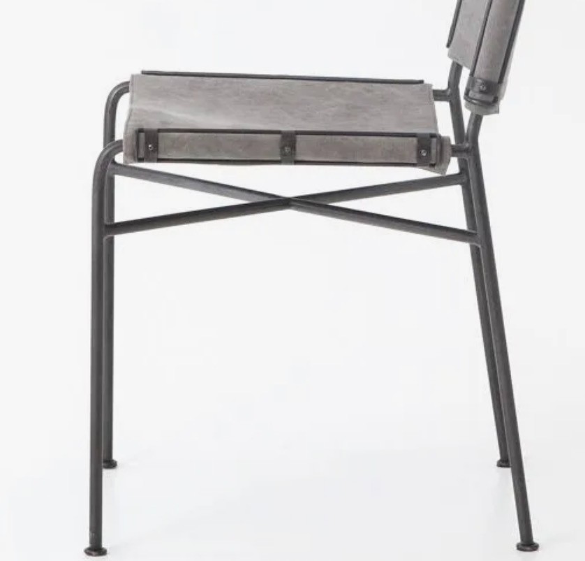 FOUR HANDS Modern Sling Chair, Black Metal Frame