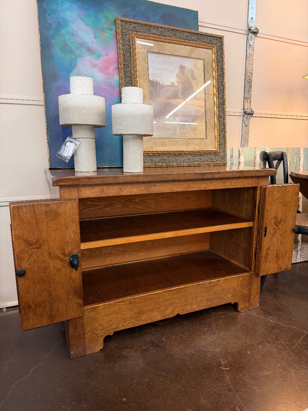 Mission-Style Oak Cabinet 44”W x 22”D x 32”T