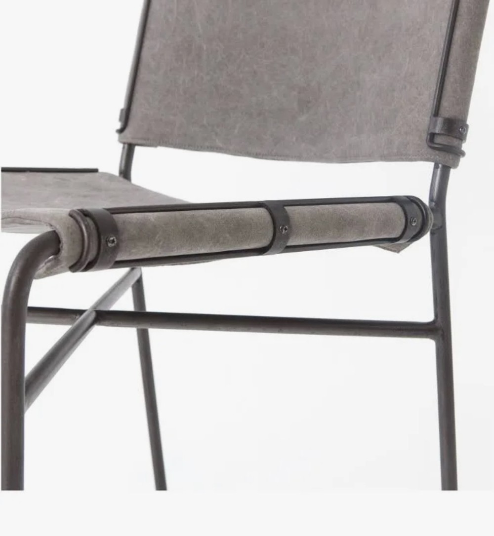 FOUR HANDS Modern Sling Chair, Black Metal Frame
