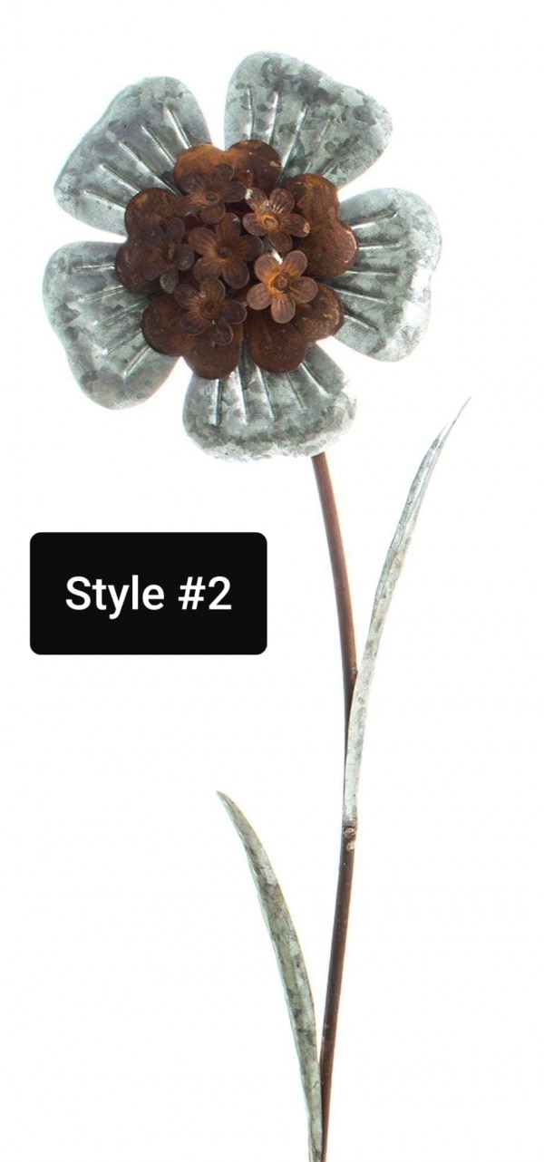 Galvanized & Rust Flower Stake