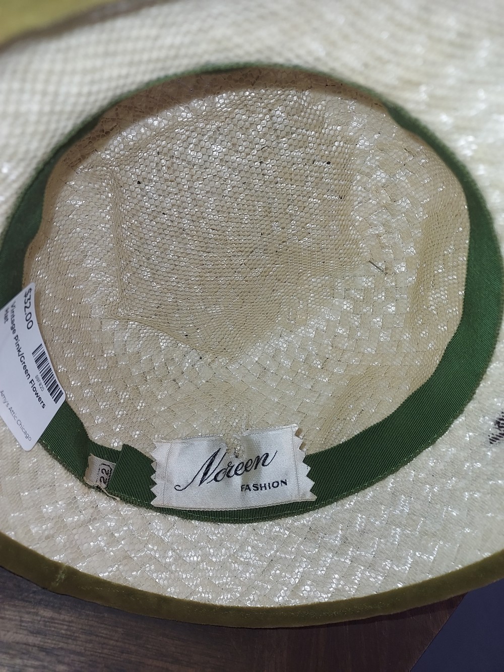Vintage Pink/Green Flowers Hat