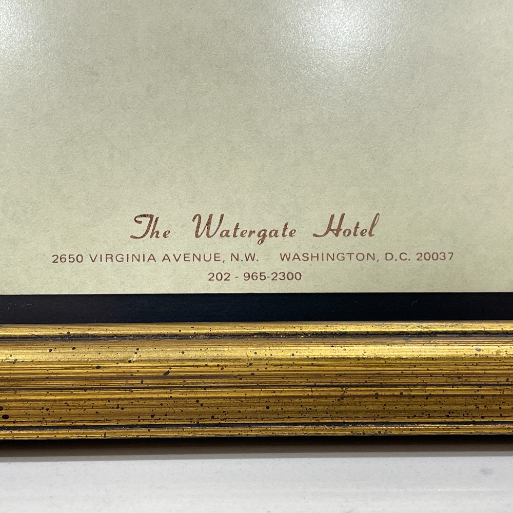 Framed Vtg Watergate Hotel Stationery