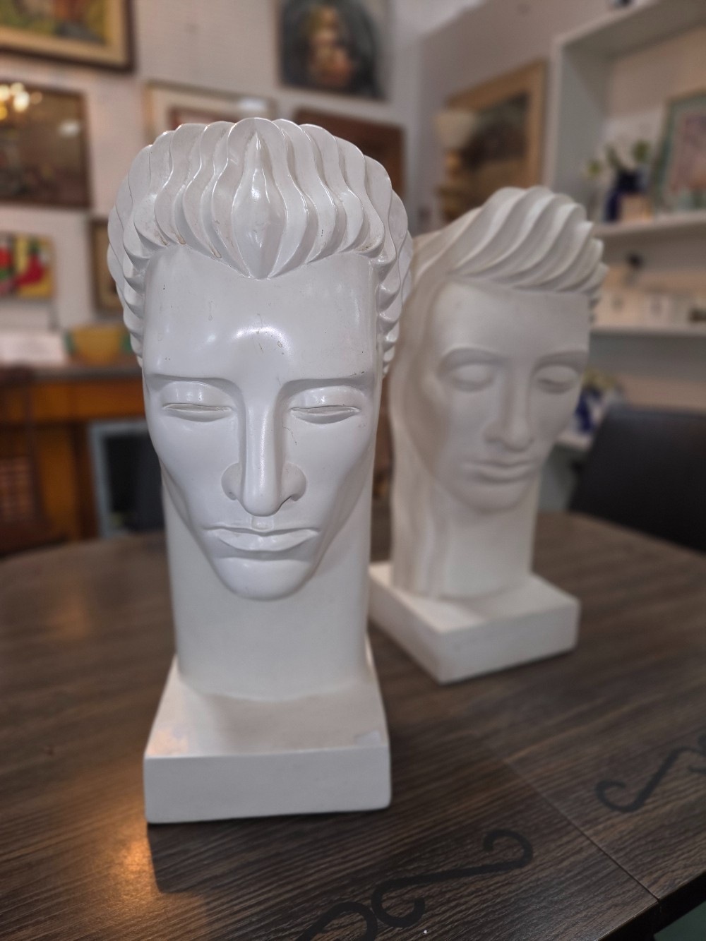 Post Modern Deco style Plaster Bust Sculpture Signed 
