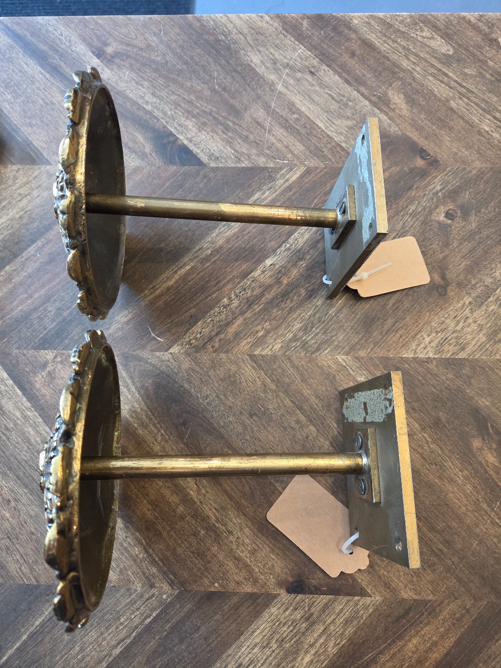 Vintage heavy brass curtain hold backs