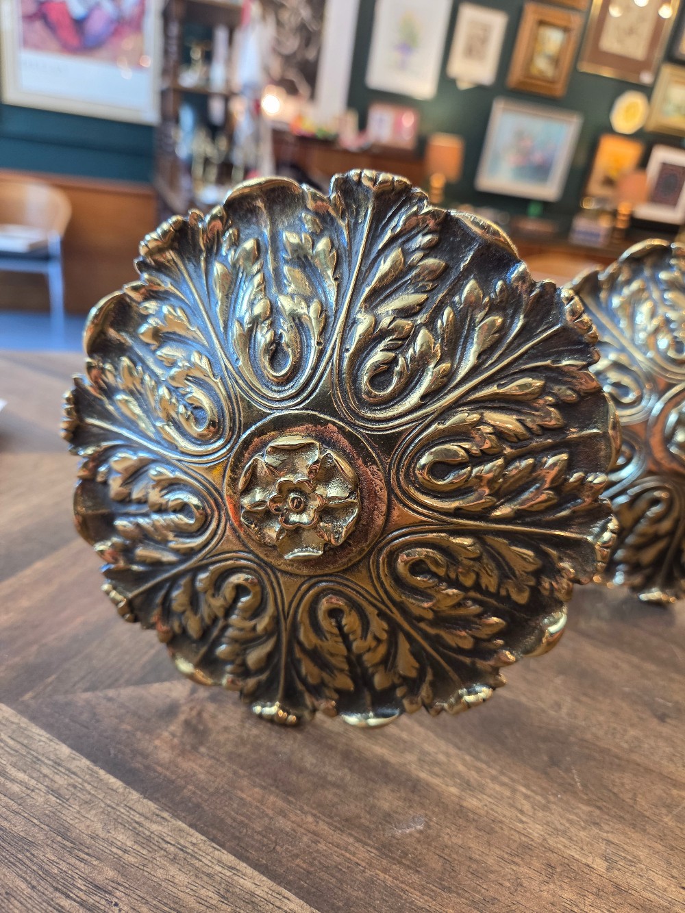 Vintage heavy brass curtain hold backs