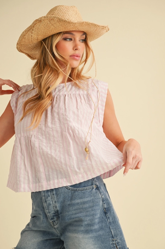 Cait Striped Sleeveless Top