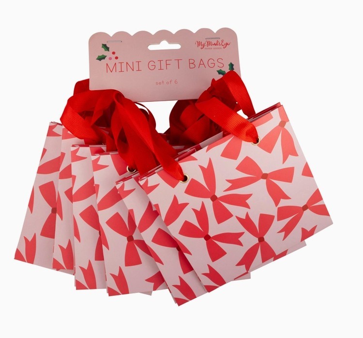 Gift Bags - Pink Bows (x6)