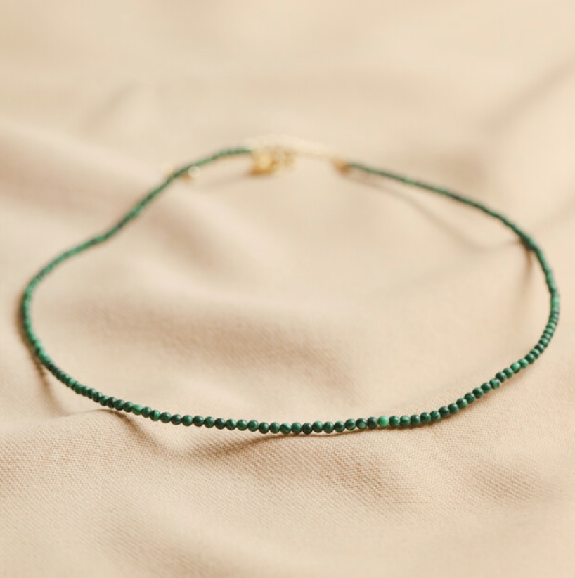 Tiny Green Malachite Beaded Necklace