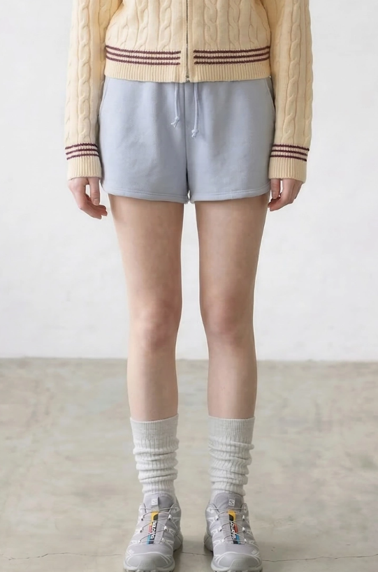 Pre-Shrunk Cotton Terry Drawstring Shorts - Digital Mist