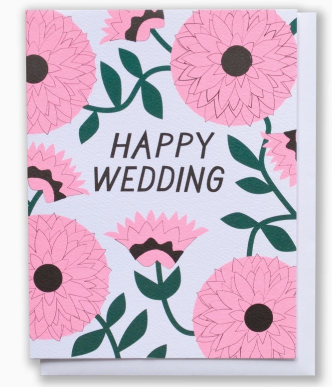 Card: Happy Wedding - Pink Zinnia