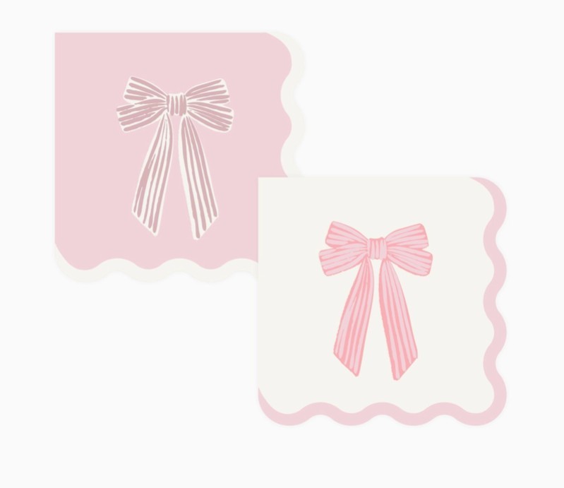 Napkins - Pink Bows (Cocktail Napkin - x24)