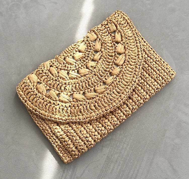 Raffia Paper Clutch Natural