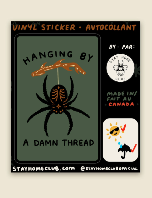 Sticker: Hanging by a damn thread