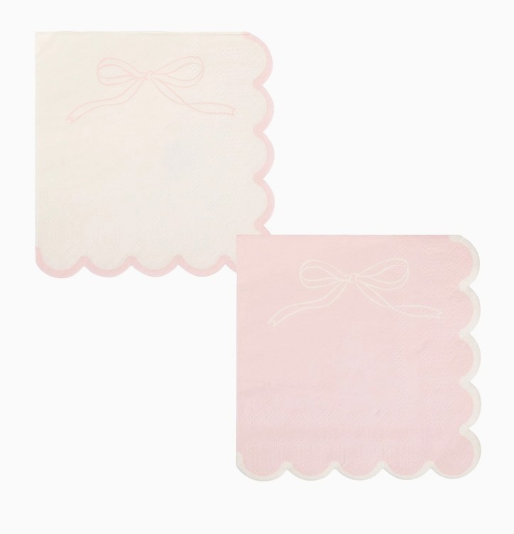 Napkins - Pink Dainty Bows (Cocktail Napkin - x24)