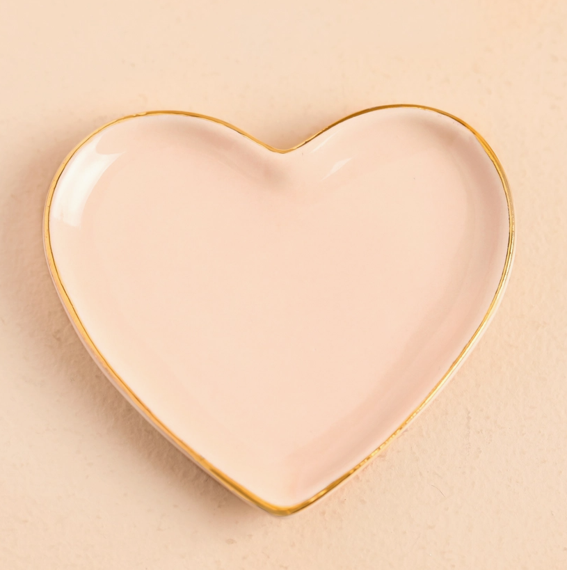 Small Pink Ceramic Heart Trinket Dish