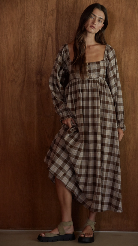Gingham Midi Dress