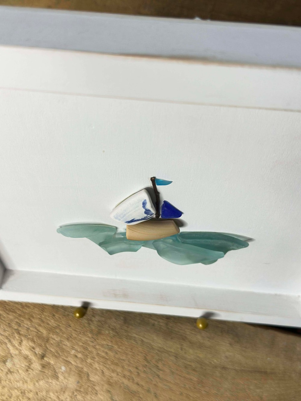 Found Glass Art - Sailboat