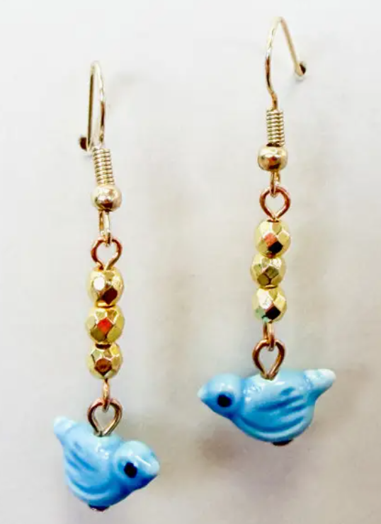 Birdie Earring- Light Blue