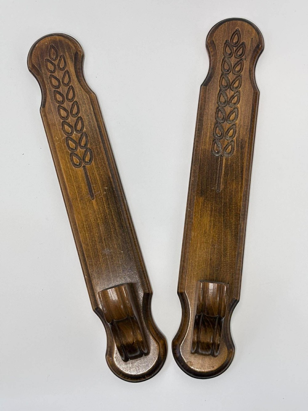 Vtg. Wood Candlestick holder set