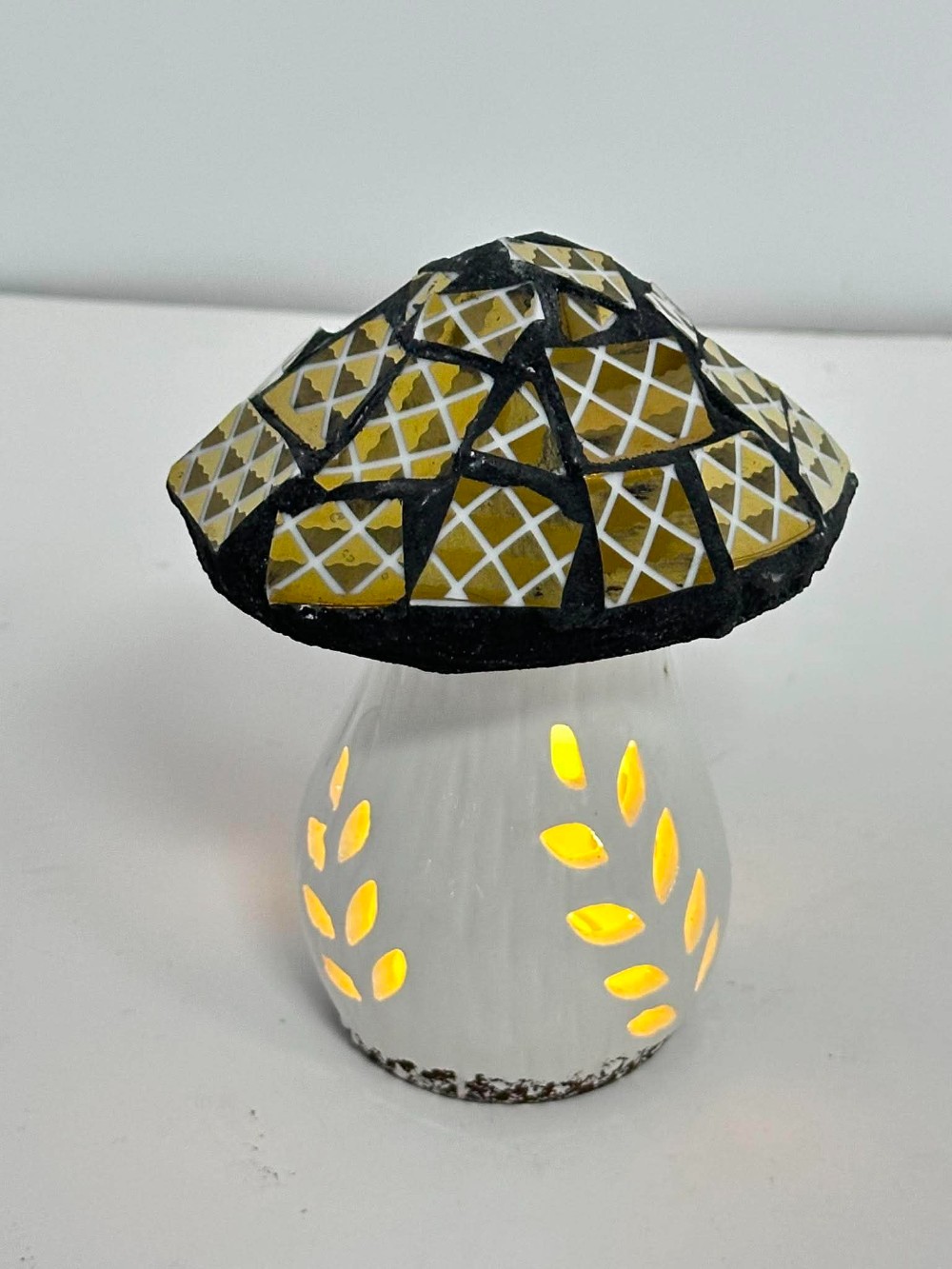 lighted gold mushroom
