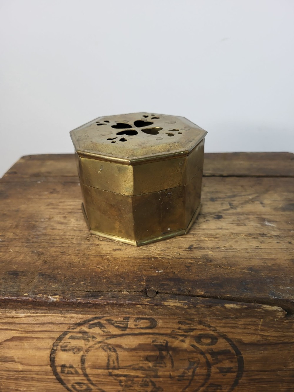 Brass Trinket Box, heart cut outs