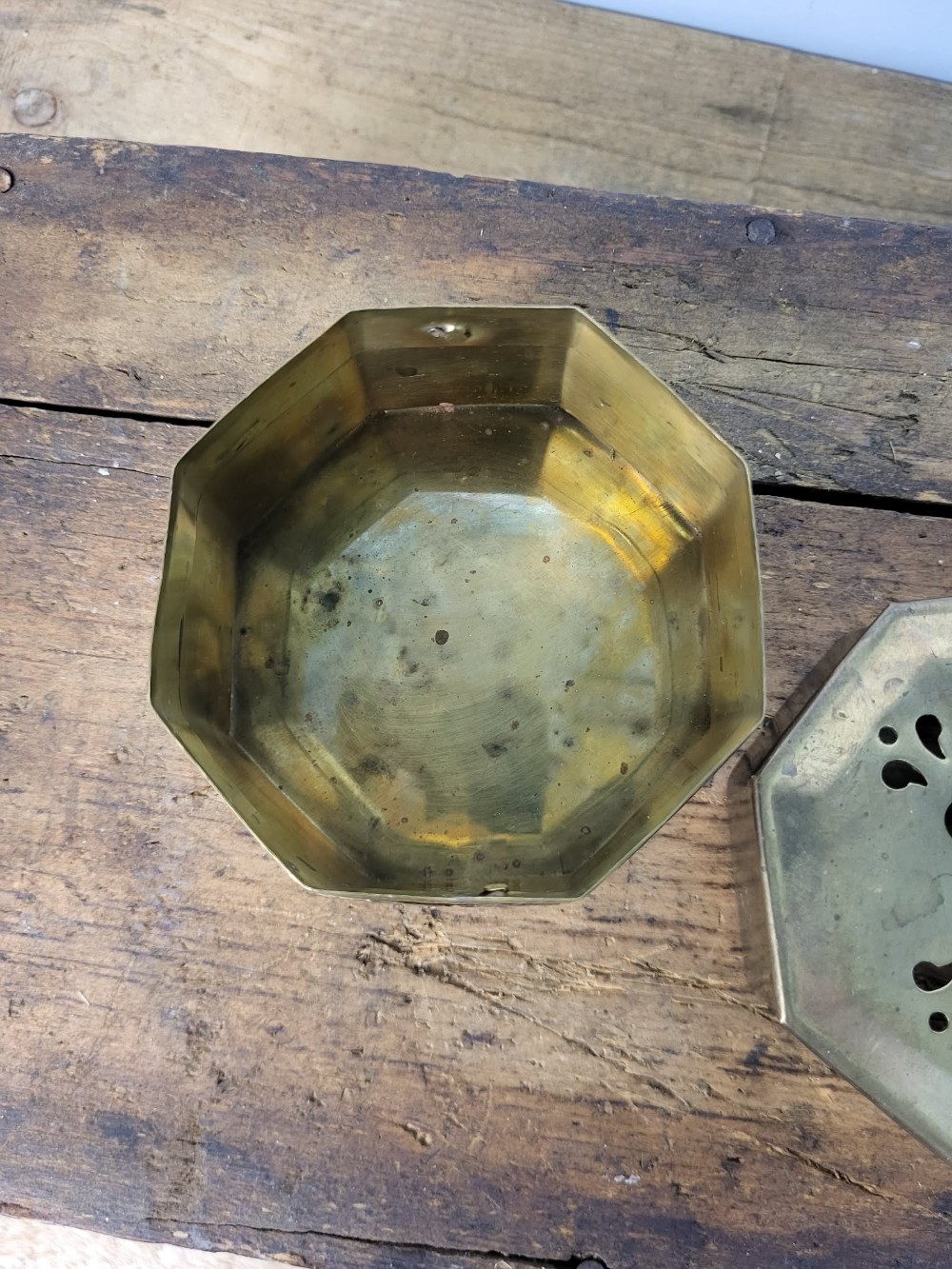 Brass Trinket Box, heart cut outs