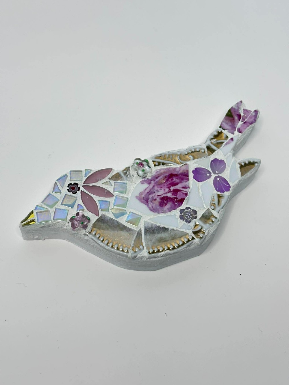 Pink rose mosaic bird