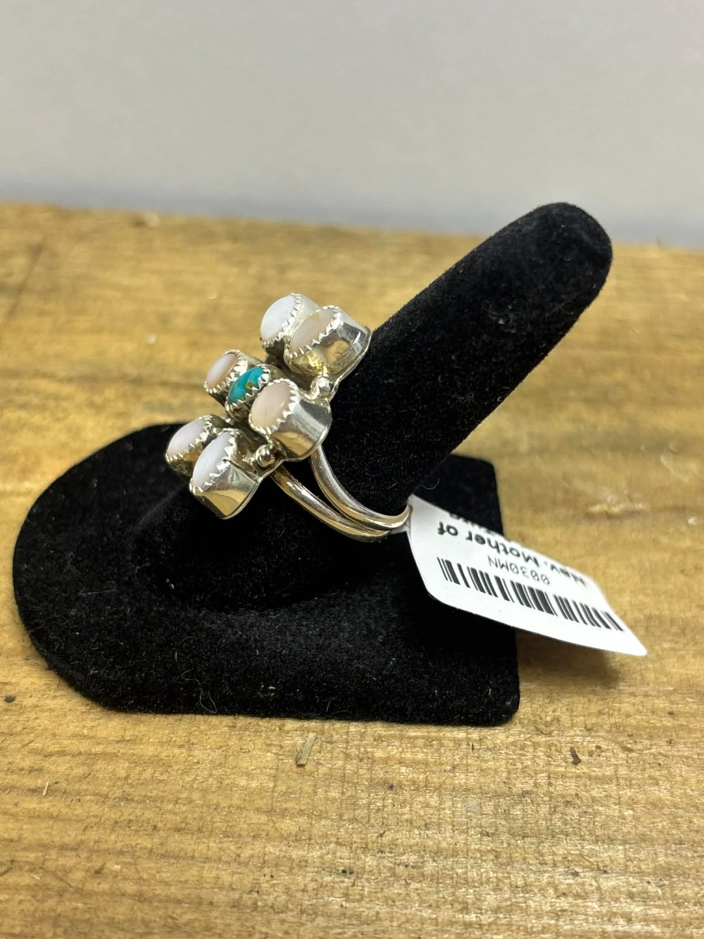 Navajo Mother of Pearl & Turquoise Flower Ring sz. 5.5