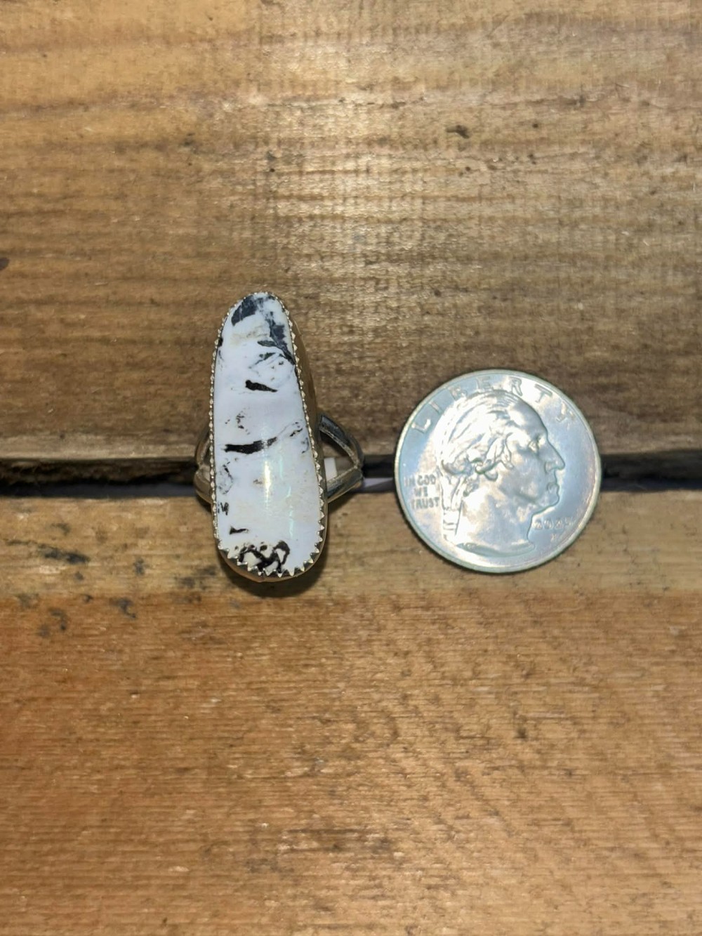 Navajo White Buffalo Ring Sz. 6.5