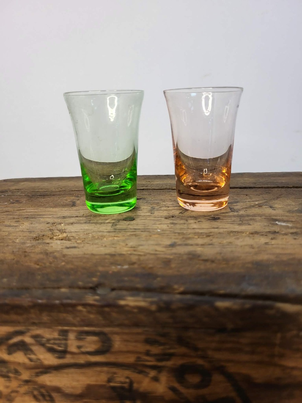 Set of 4 MCM colored shot glasses