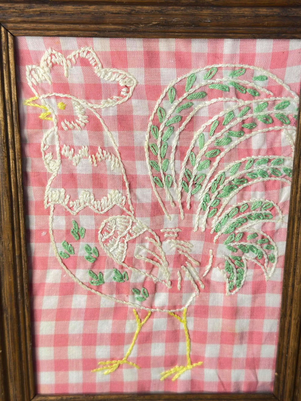 Vintage Framed Rooster Linen
