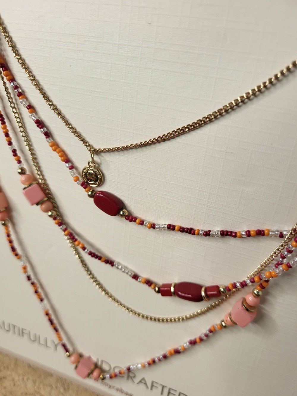 Necklace Myra - Pink and Red Layers