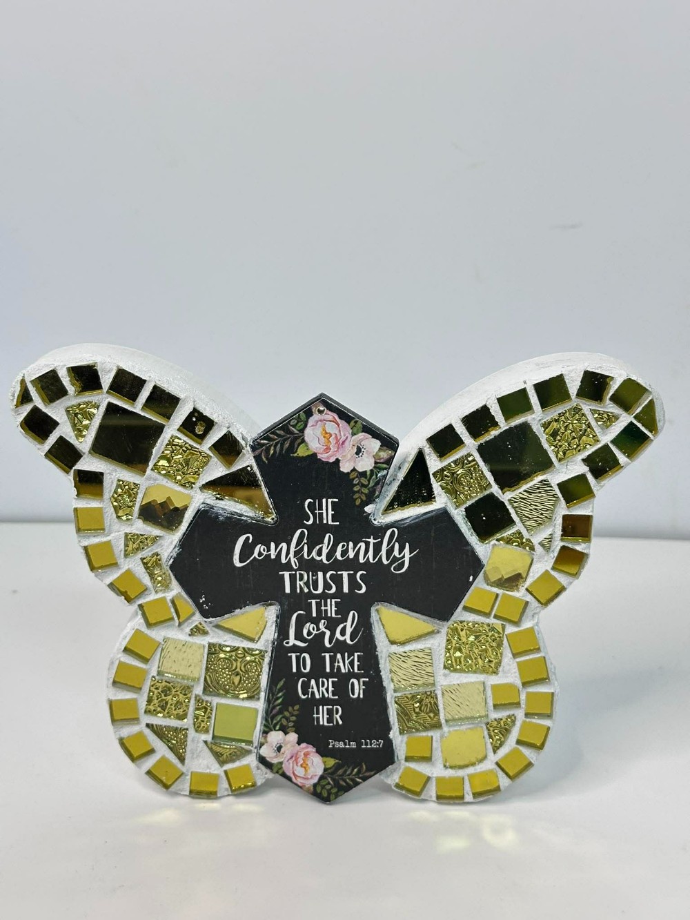 Gold butterfly with cross