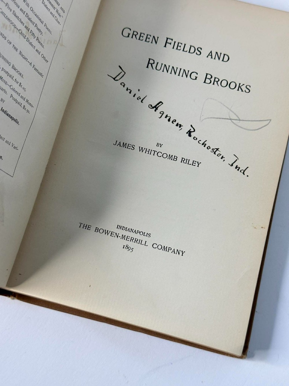 James Whitcomb Riley book  Fields and Running Brooks 1895