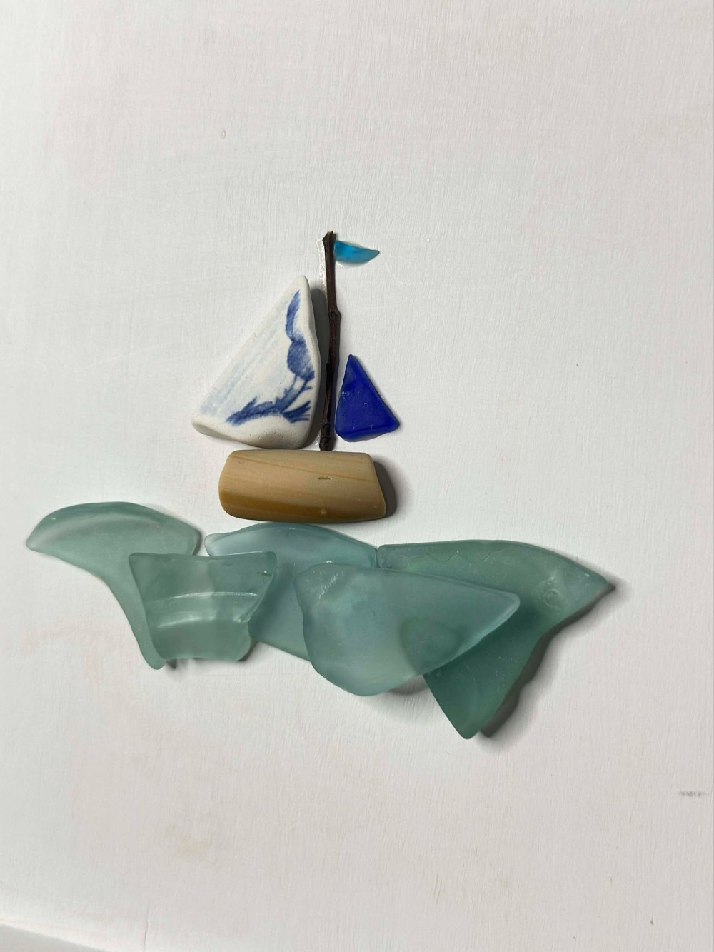 Found Glass Art -Sailboat