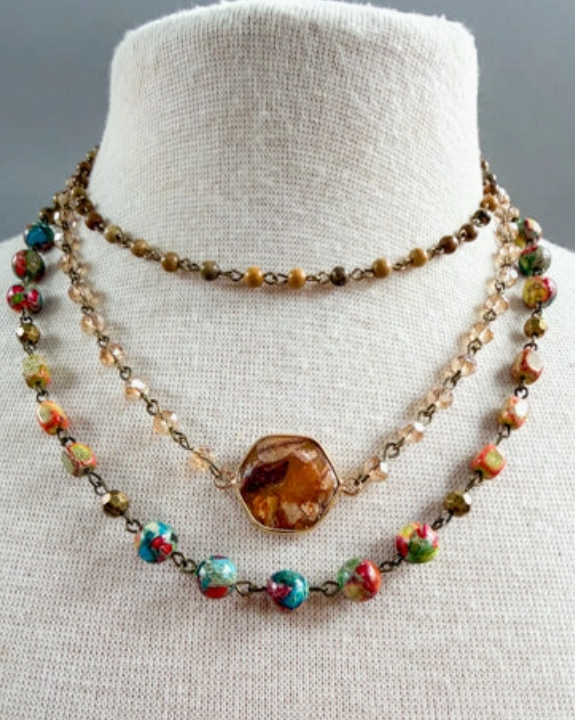 Janet Short Necklace-Orange