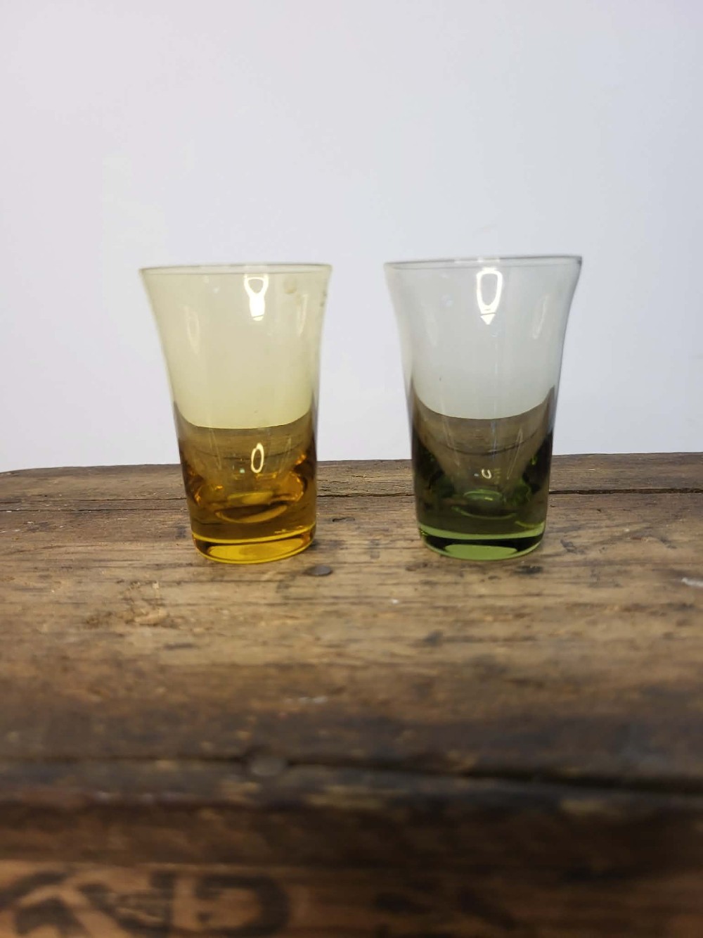 Set of 4 MCM colored shot glasses