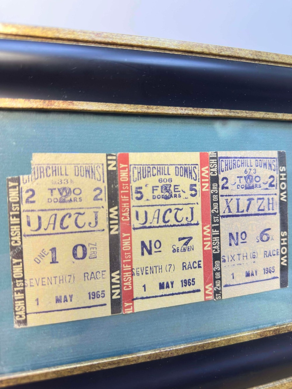 3 Vintage 1965 Framed Churchill Downs Race Tickets