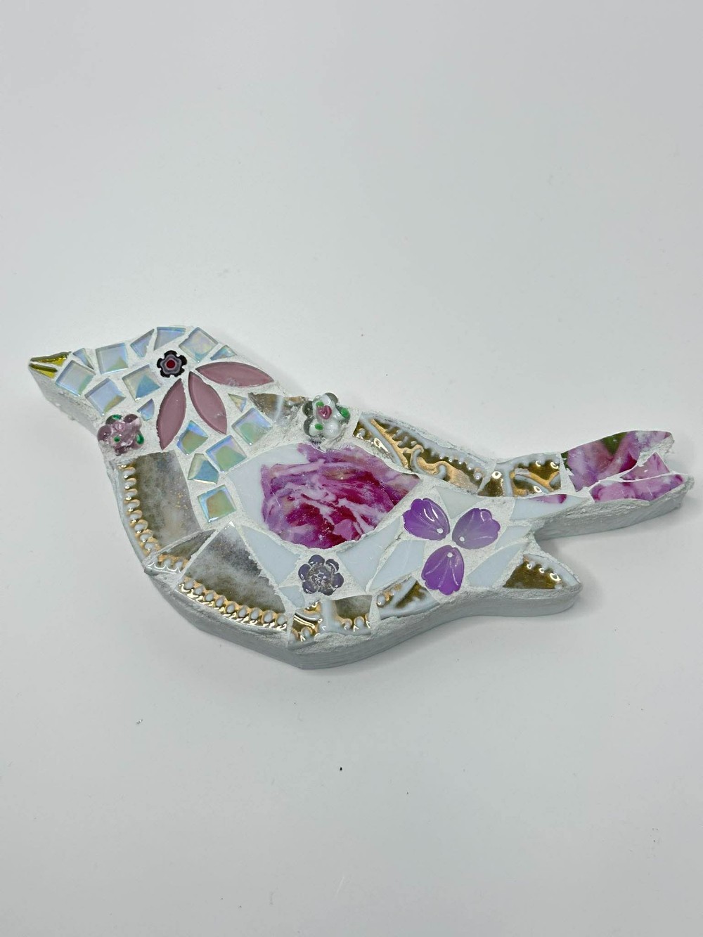 Pink rose mosaic bird