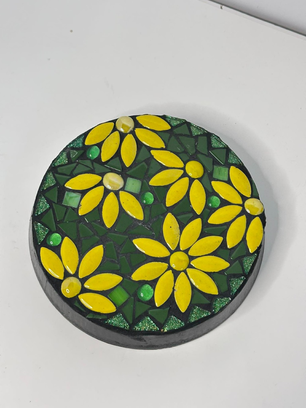 Green/yellow floral stepping stone