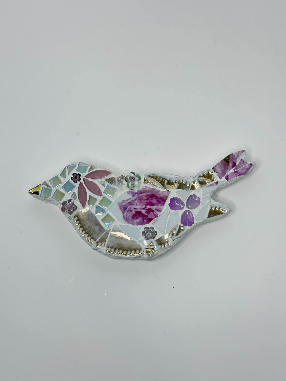 Pink rose mosaic bird