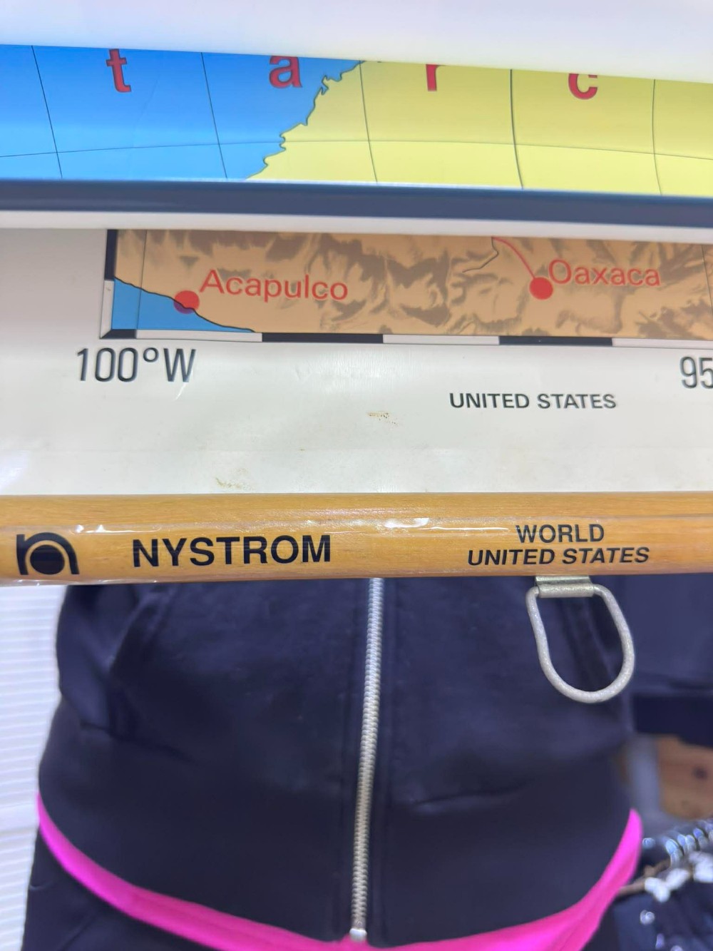 vtg 2 layered pull down maps of United States and World