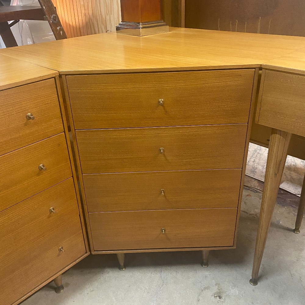 3 Pc Blonde Corner Dresser / Vanity Set