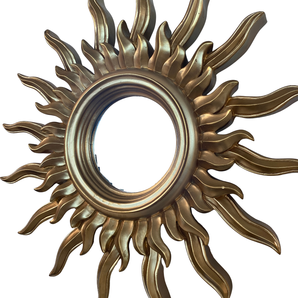 Gold Wood Sun Burst Mirror