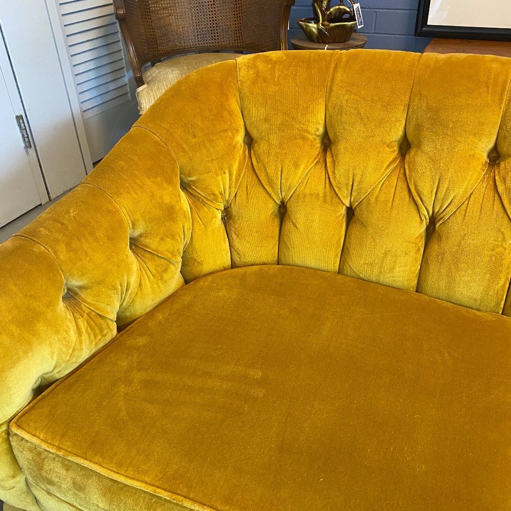 Vintage Gold Crushed Velvet Rounded Sofa