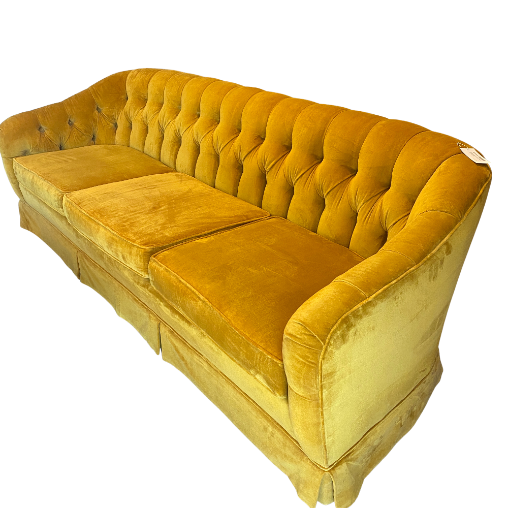 Vintage Gold Crushed Velvet Rounded Sofa