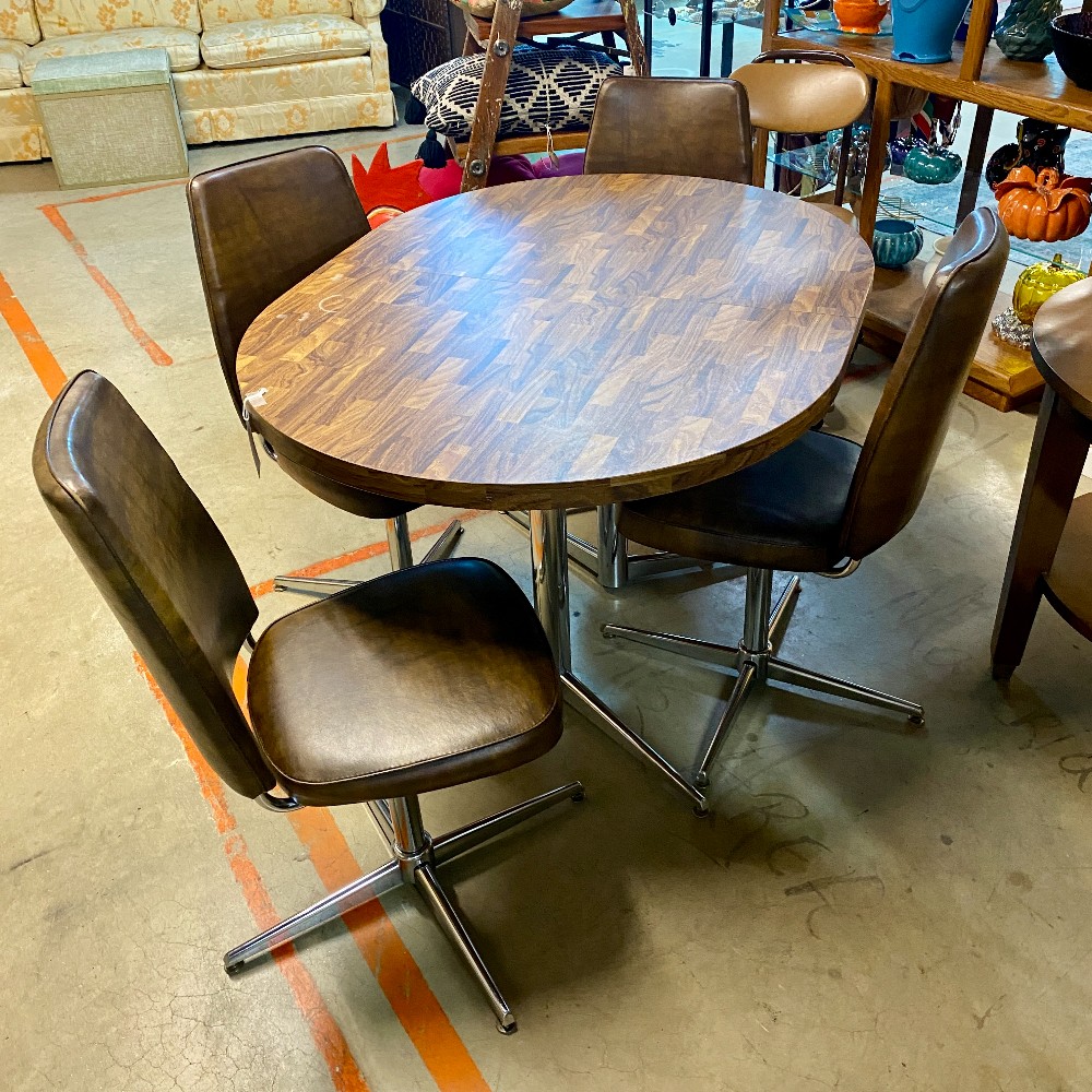 Wood Laminate Oval Dining Table & 4 Chairs