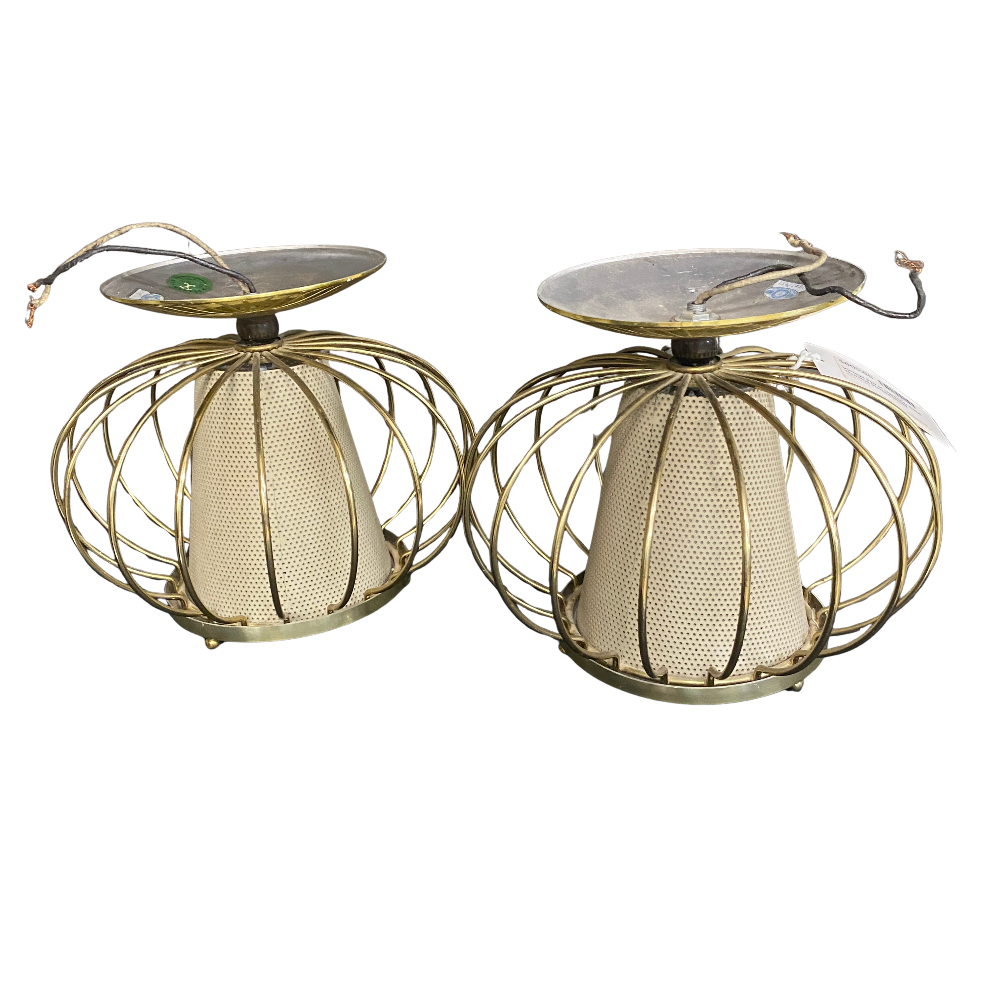 Vintage Pair of Lightolier Gerald Thurston Pierced Shade Lamps