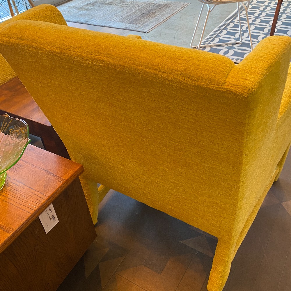 Pair Bright Yellow Crushed Velvet Chairs