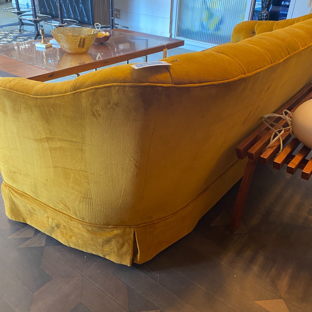 Vintage Gold Crushed Velvet Rounded Sofa